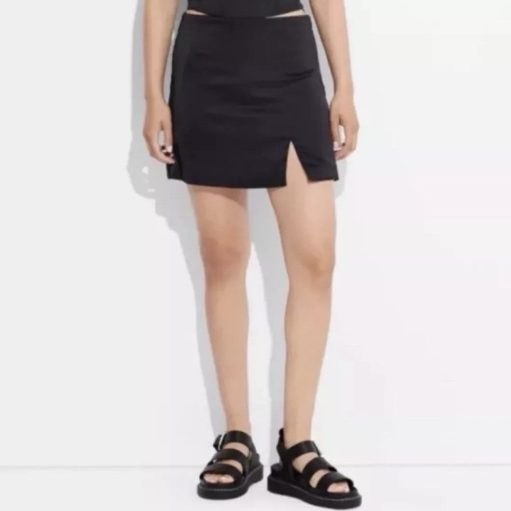NWT wild fable black satin mini skirt with slit XS